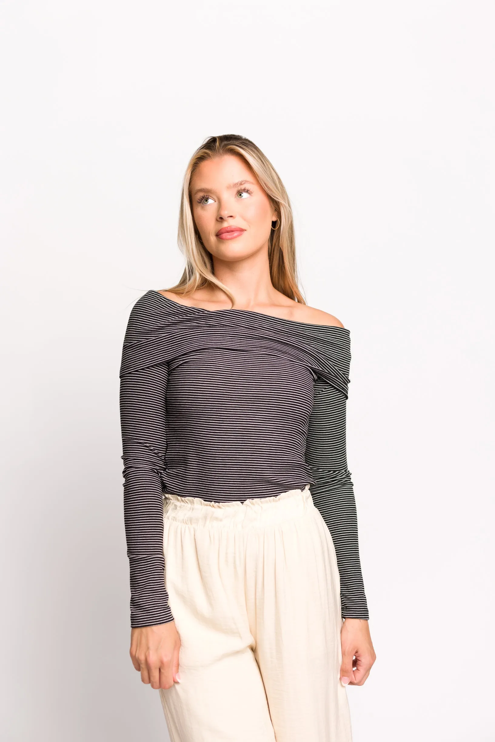 Rowena Knit Top in Black/White Stripe