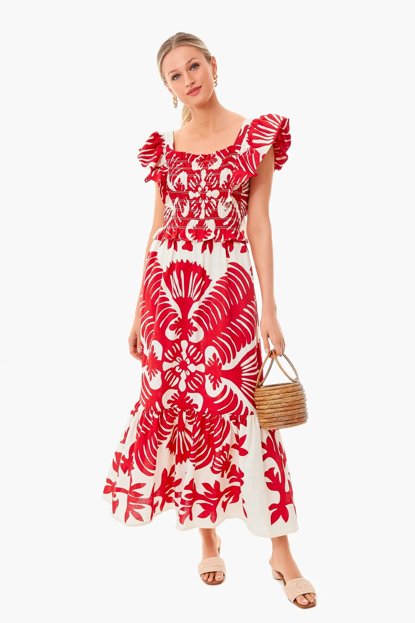 Ruby Henrietta Print Smocked Slip Dress