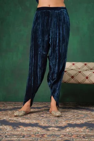 Rutba Navy Velvet Tulip Pants