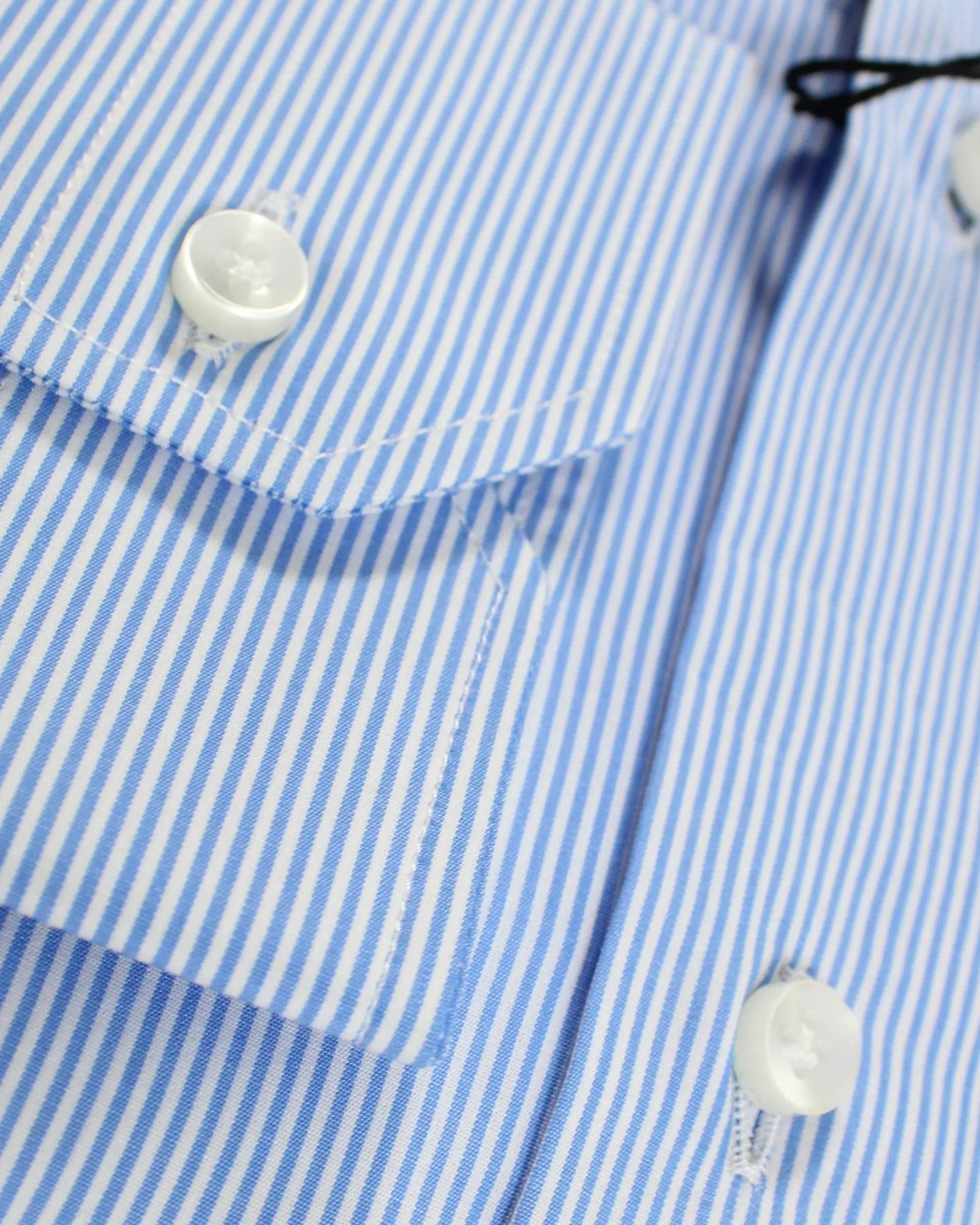 Sartorio Dress Shirt White Blue Stripes 39 - 15 1/2 Slim Fit