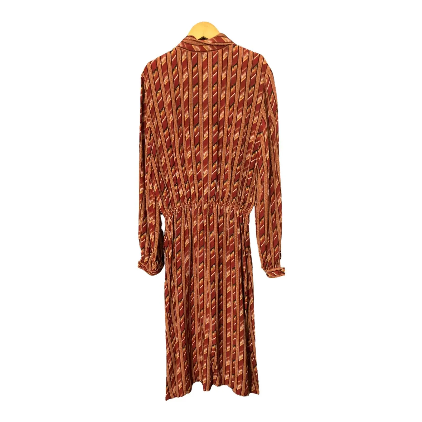 Serbaldi Silk Rust Patterned Long Sleeved Dress UK Size 10