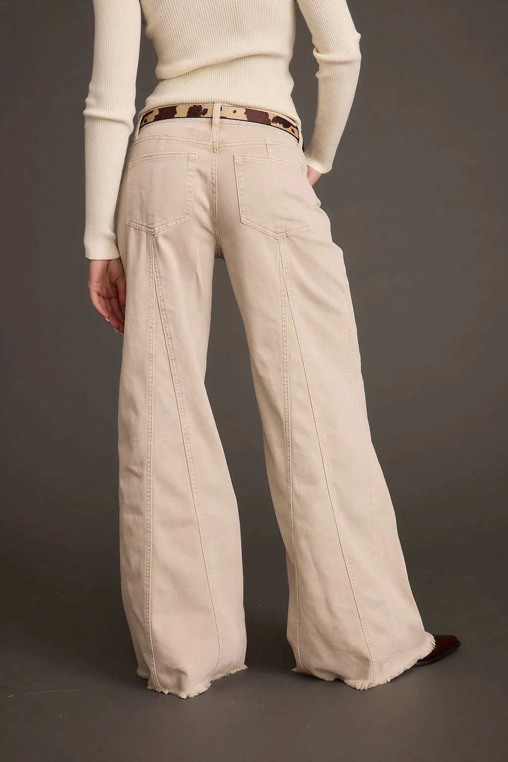 Sierra Beige Low Rise Wide Leg Jean