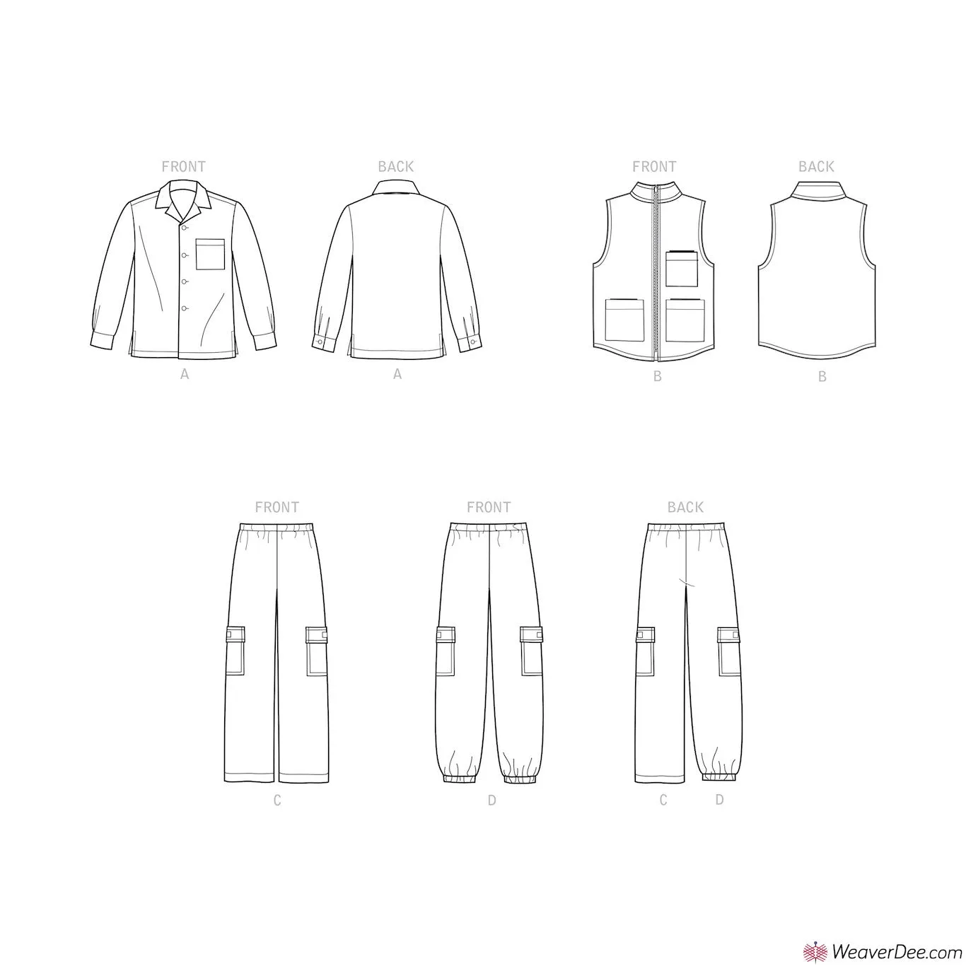 Simplicity Pattern S9201 Children's & Boys' Shirt, Vest & Pull-On Pants