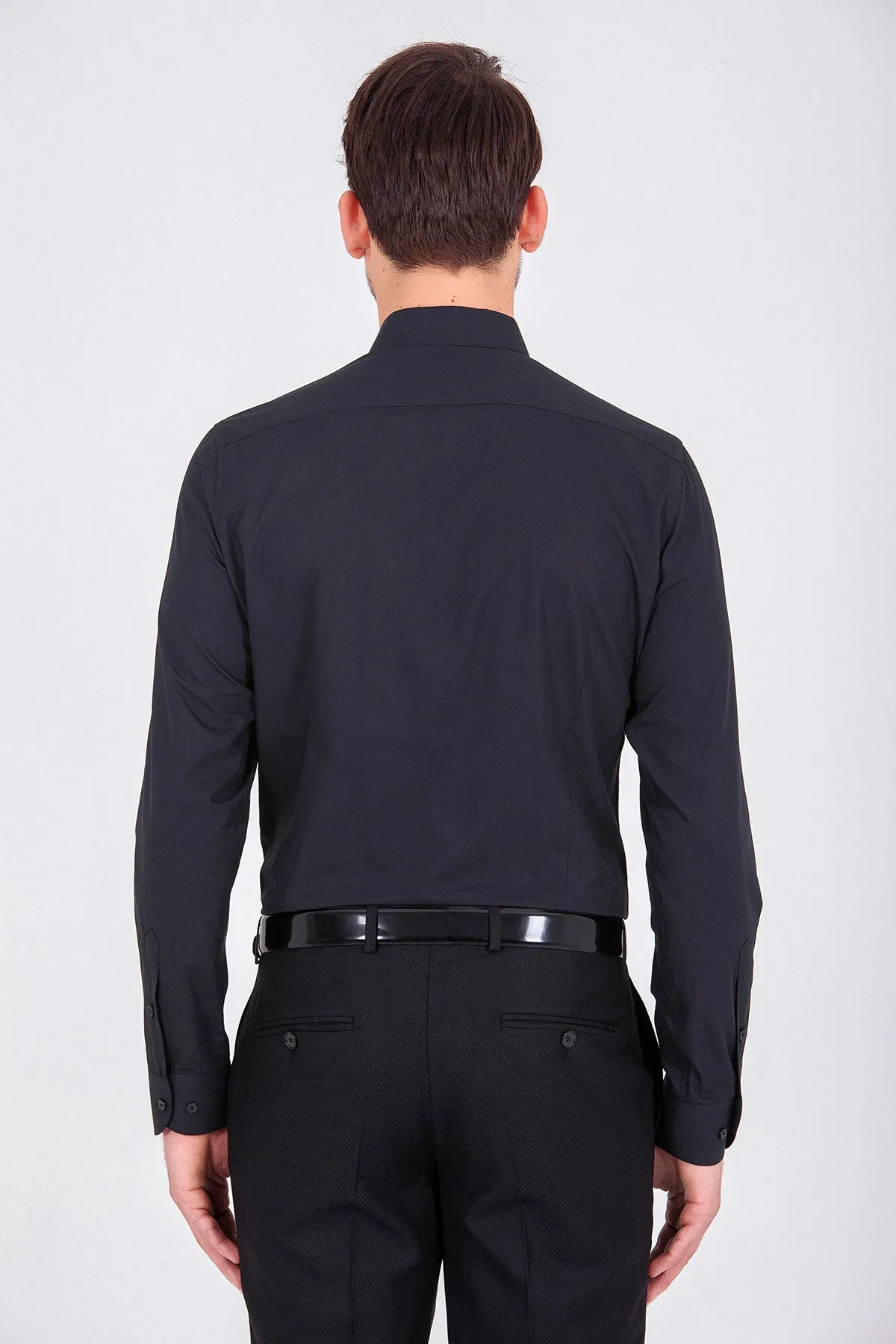 Slim Fit Cotton Black Dress Shirt