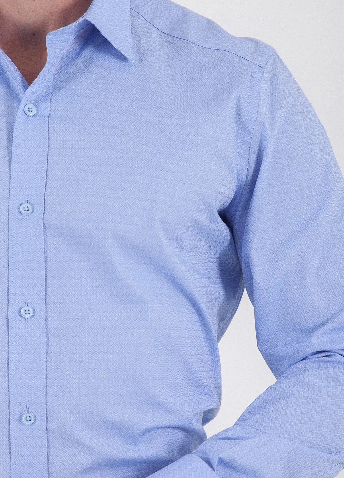 Slim Fit French Cuff Cotton Diamond Shaped Blue Dress Shirt