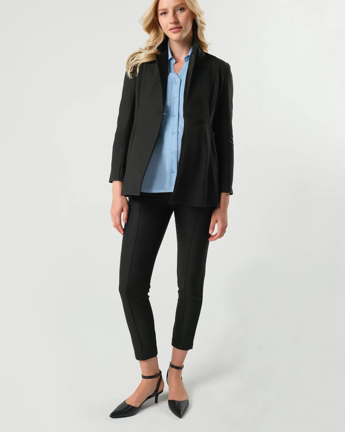 Slim Leg Maternity Work Pants in Black