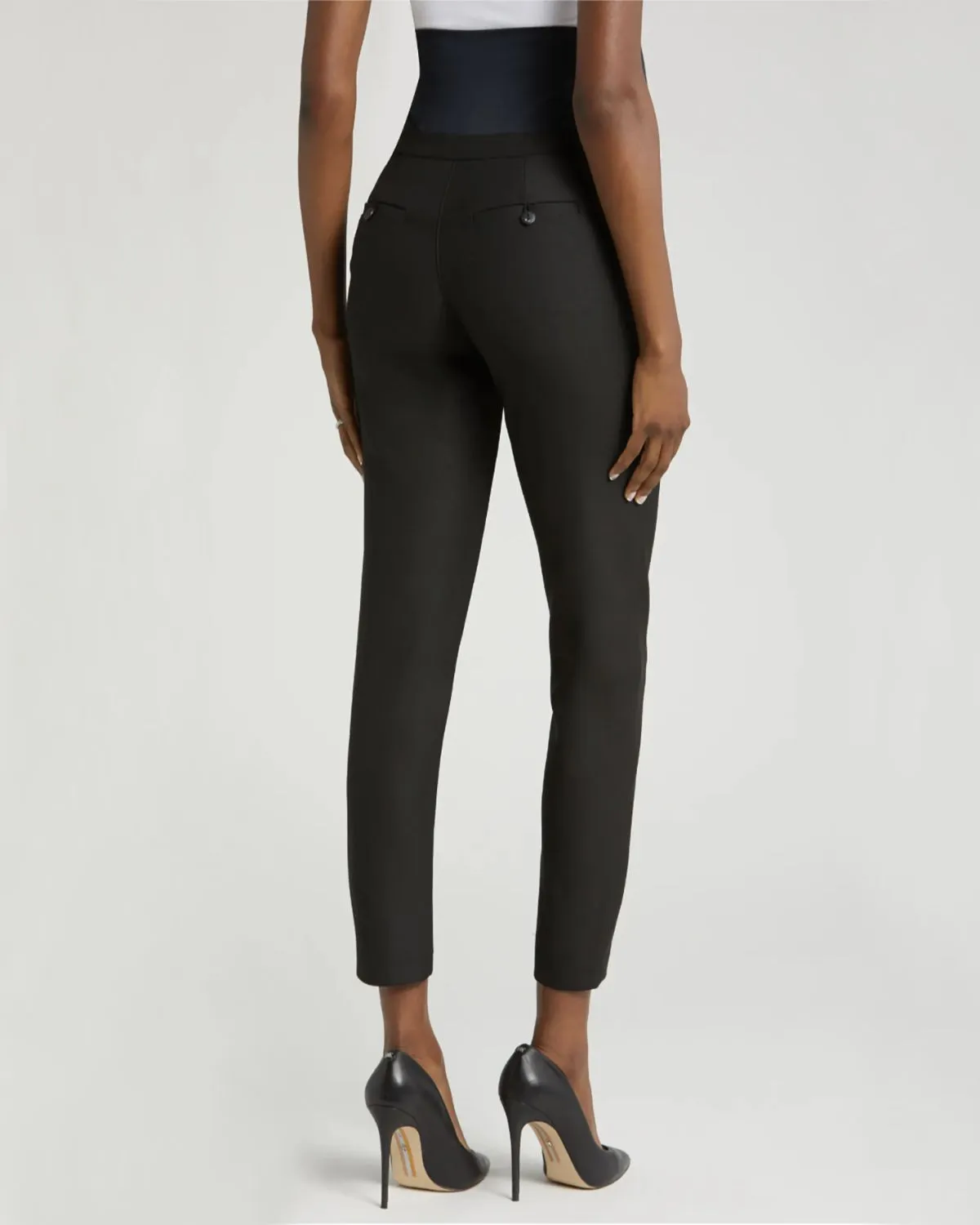 Slim Leg Maternity Work Pants in Black