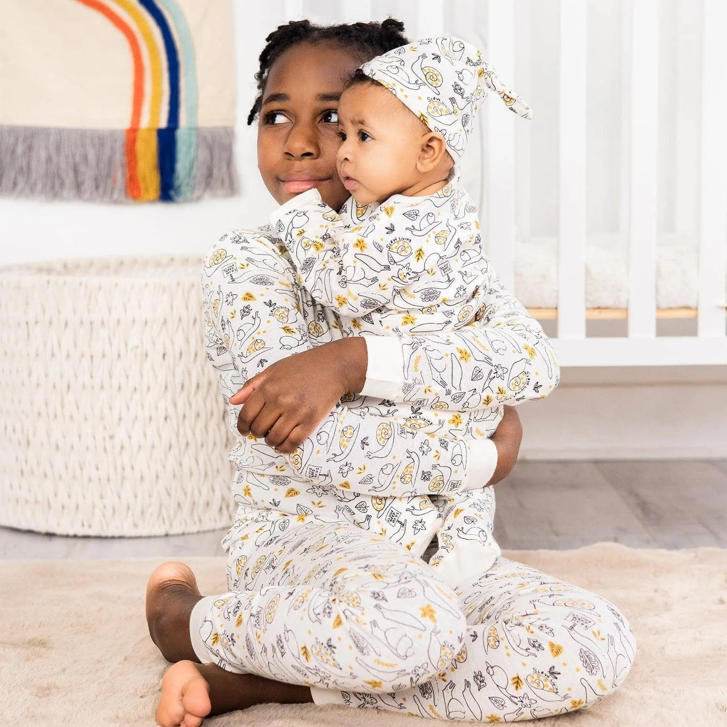 slow living organic cotton magnetic 2 piece toddler PJs