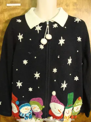 Snowmen with Snowflakes Ugly Xmas Sweater