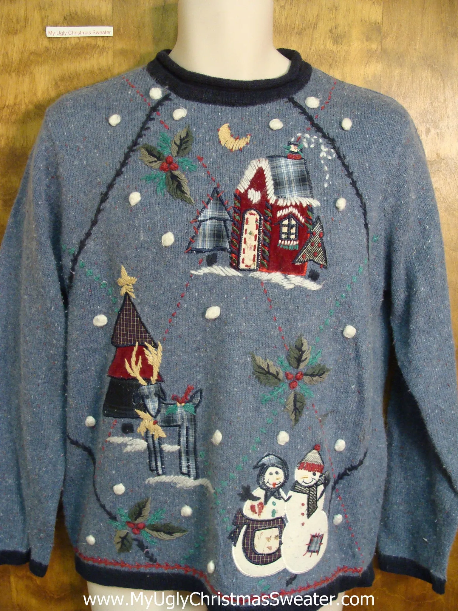 Snowy Snowman Village Tacky Xmas Sweater