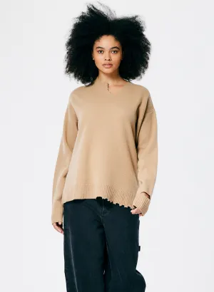 Soft Lambswool Cutout Neckband Pullover