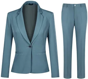 Sophisticated Teal Blue 2pc Office Work Blazer and Pants Set