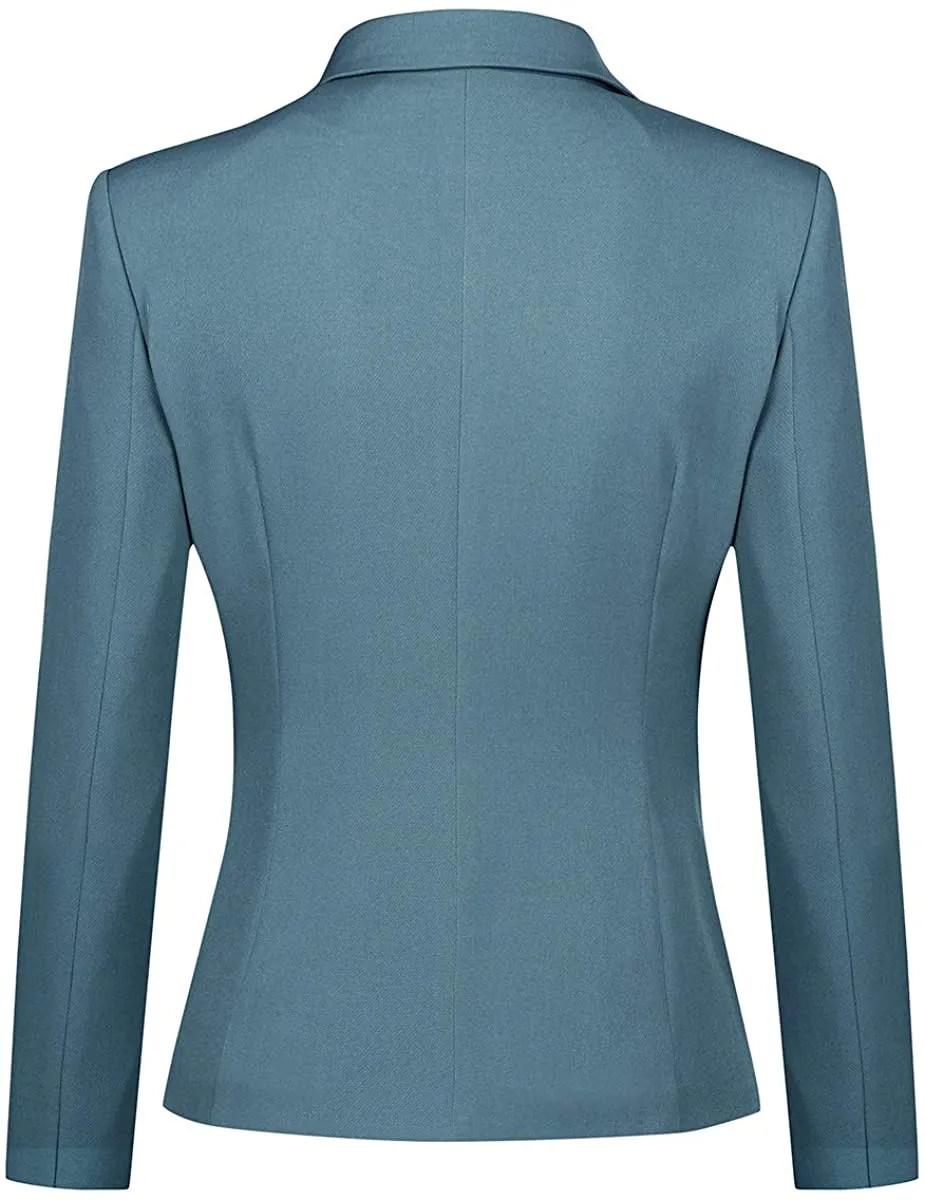 Sophisticated Teal Blue 2pc Office Work Blazer and Pants Set