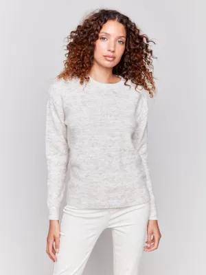 Space Dye Knit Sweater with Drop Shoulders