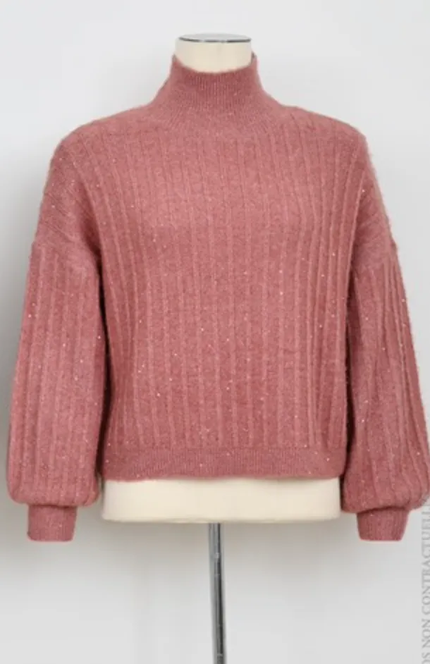 Sparkle Knit Mock Neck Sweater