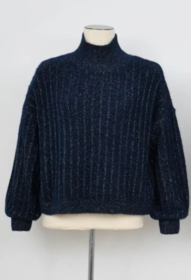 Sparkle Knit Mock Neck Sweater