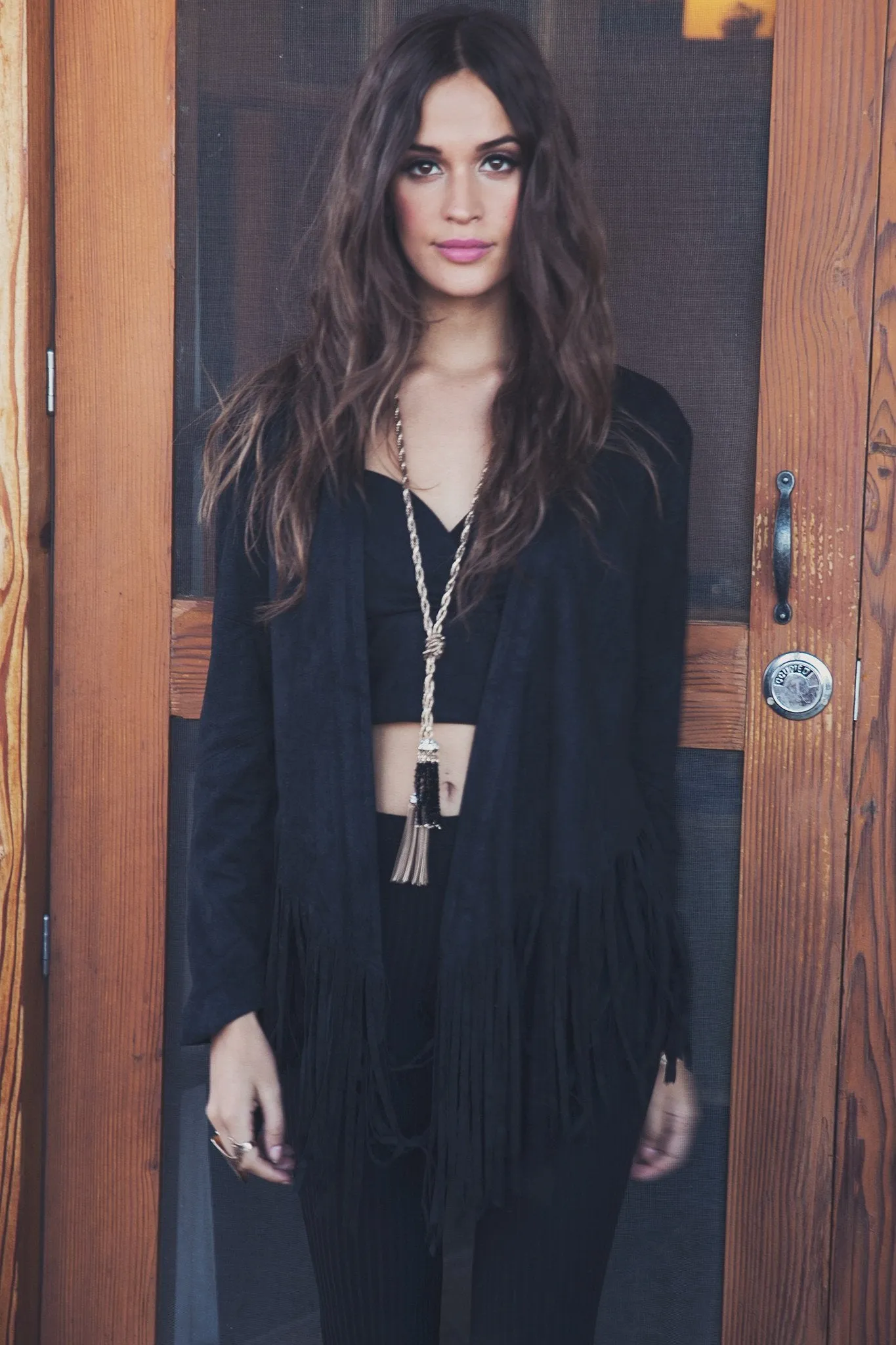 Suede Jacket with Fringe