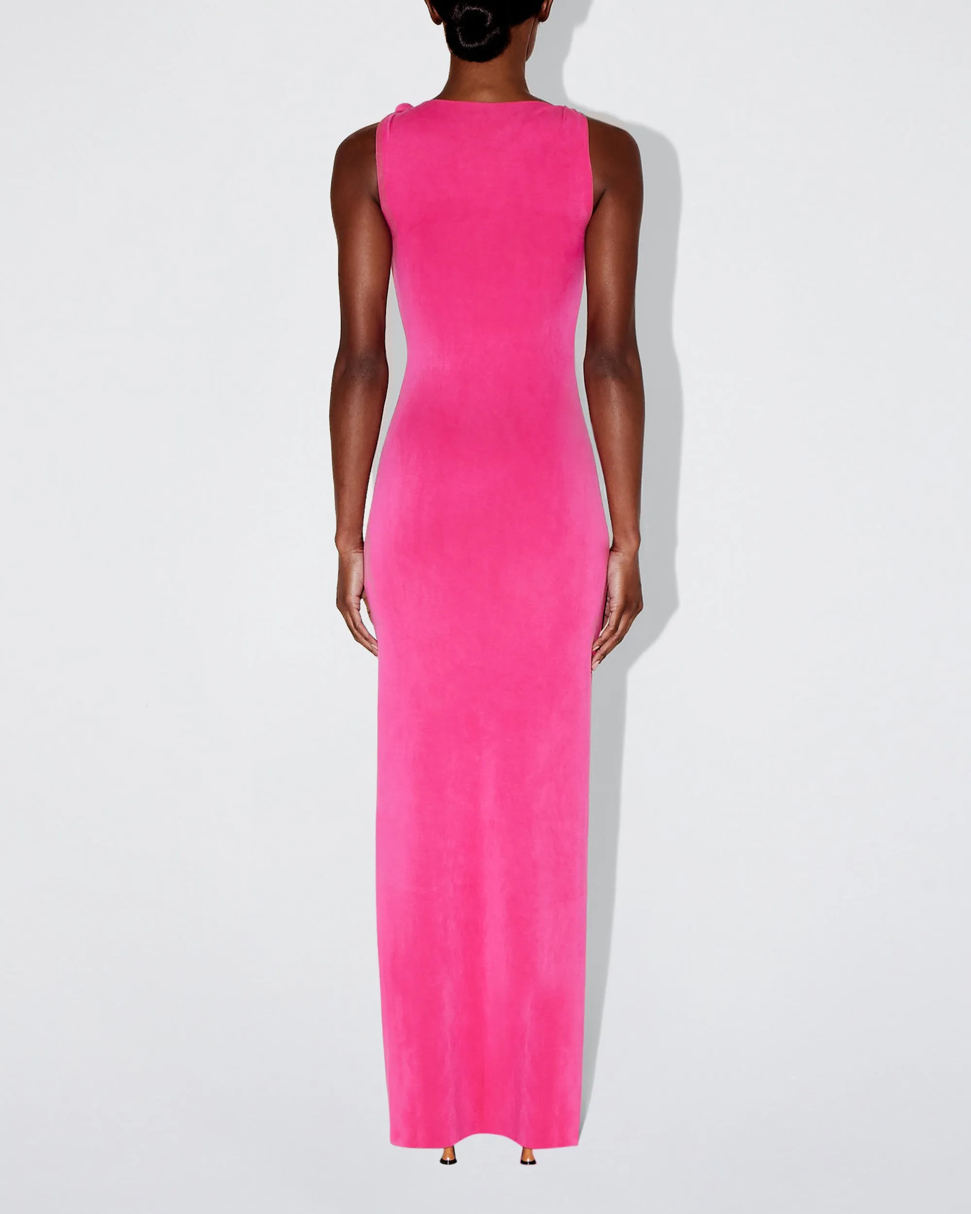 Sueded Stretch Knotted Maxi Dress | Fuchsia