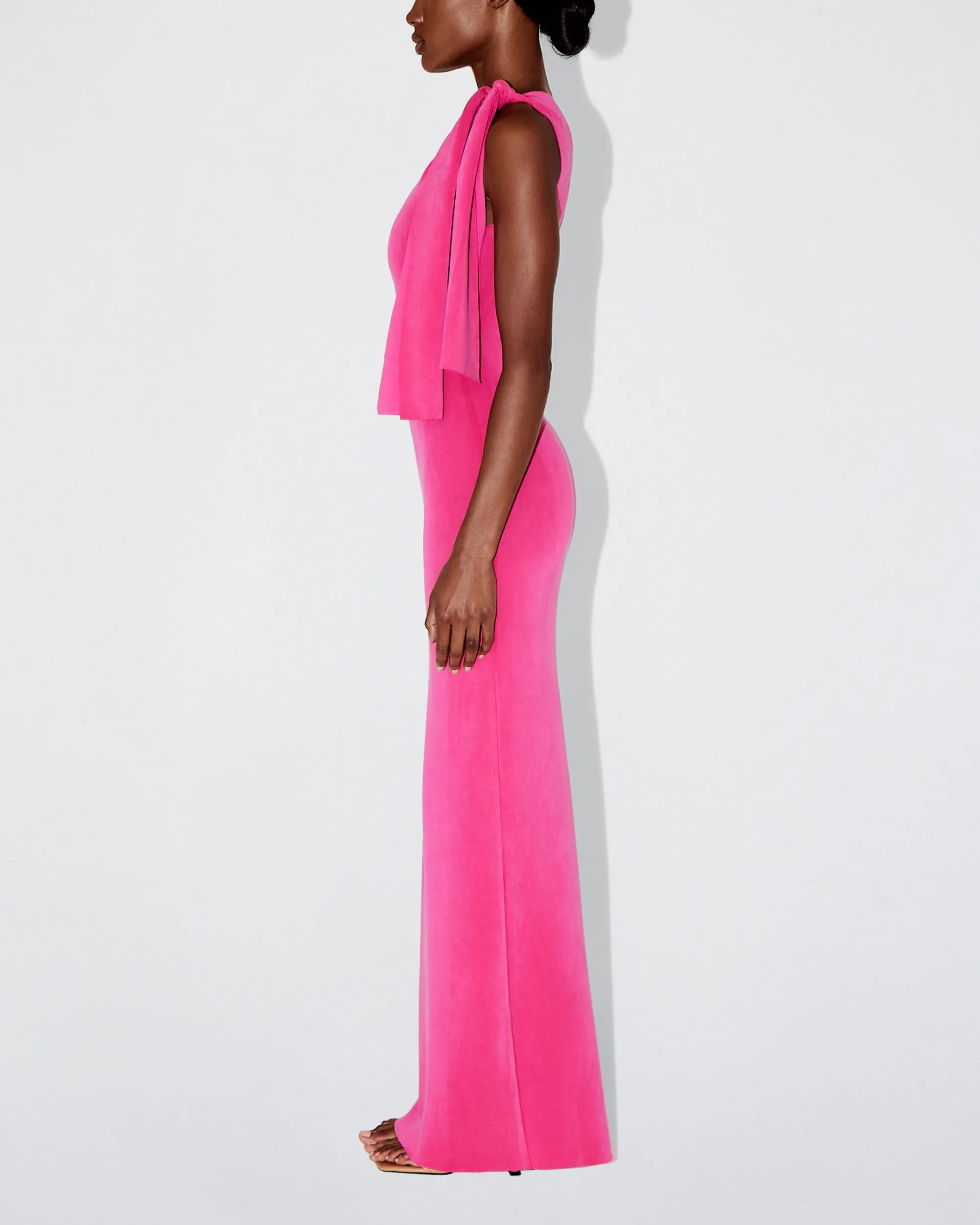 Sueded Stretch Knotted Maxi Dress | Fuchsia