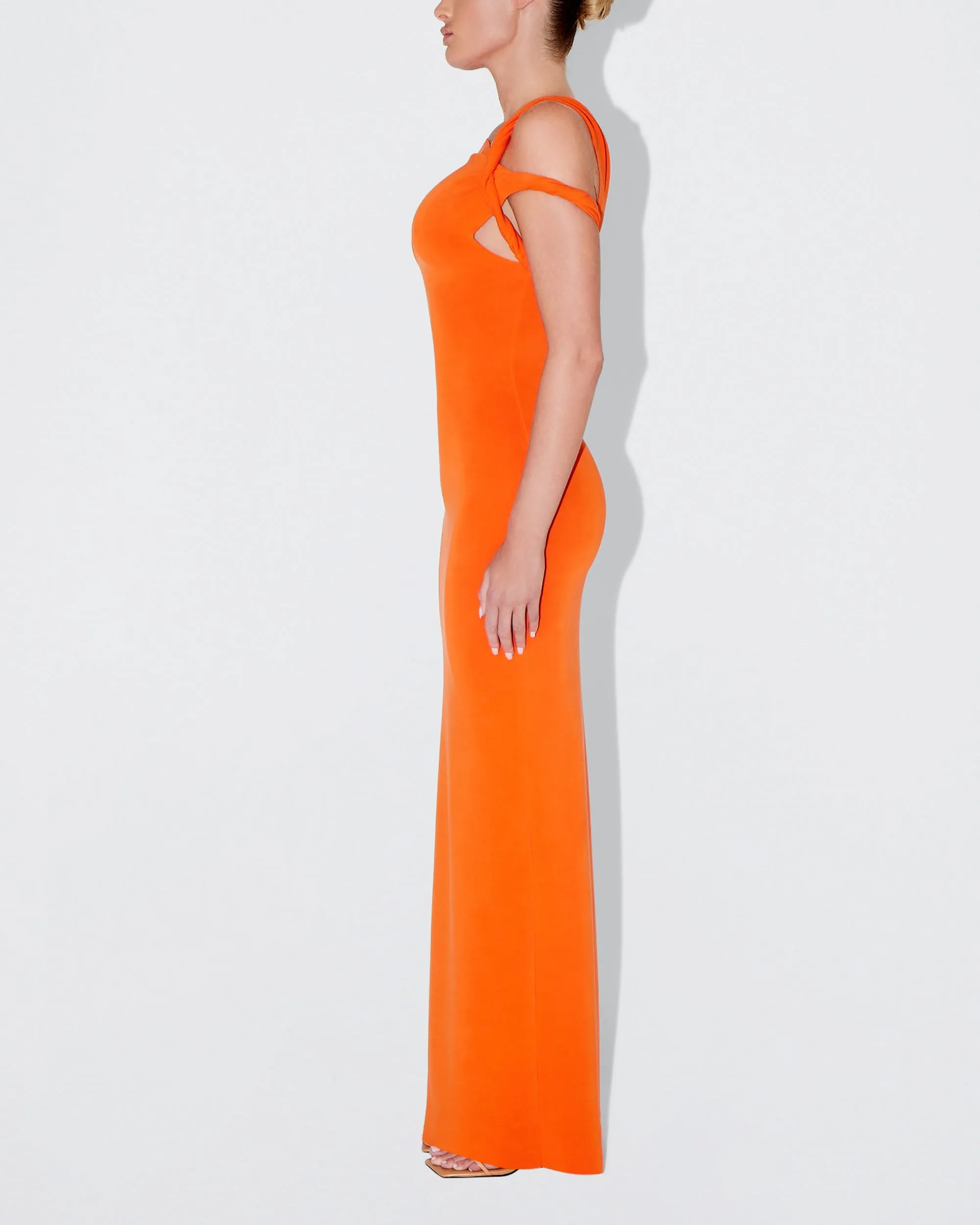 Sueded Stretch Twist Maxi Dress | Papaya