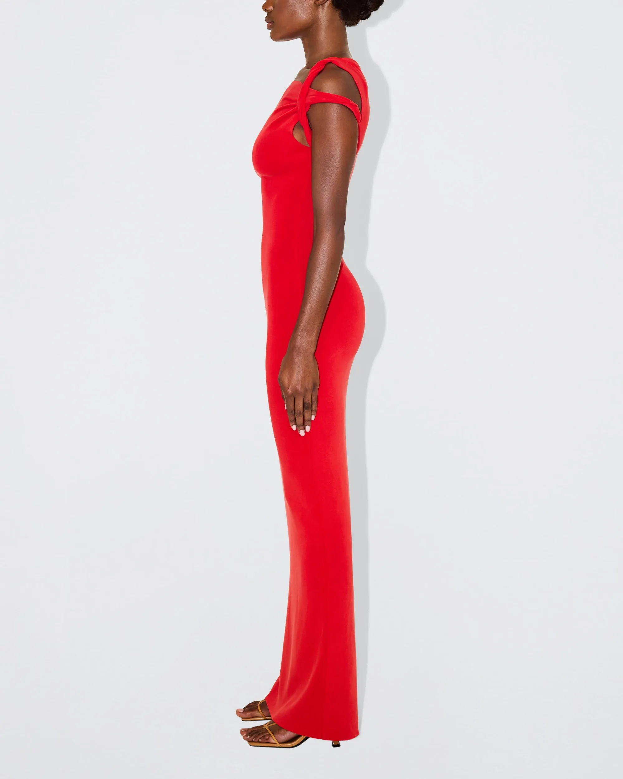 Sueded Stretch Twist Maxi Dress | Tomato