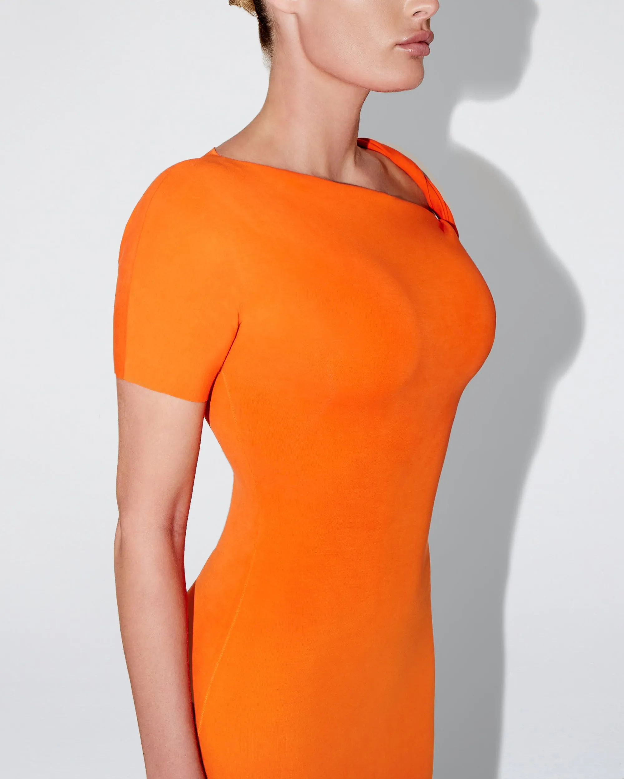 Sueded Stretch Twist Mini Dress | Papaya