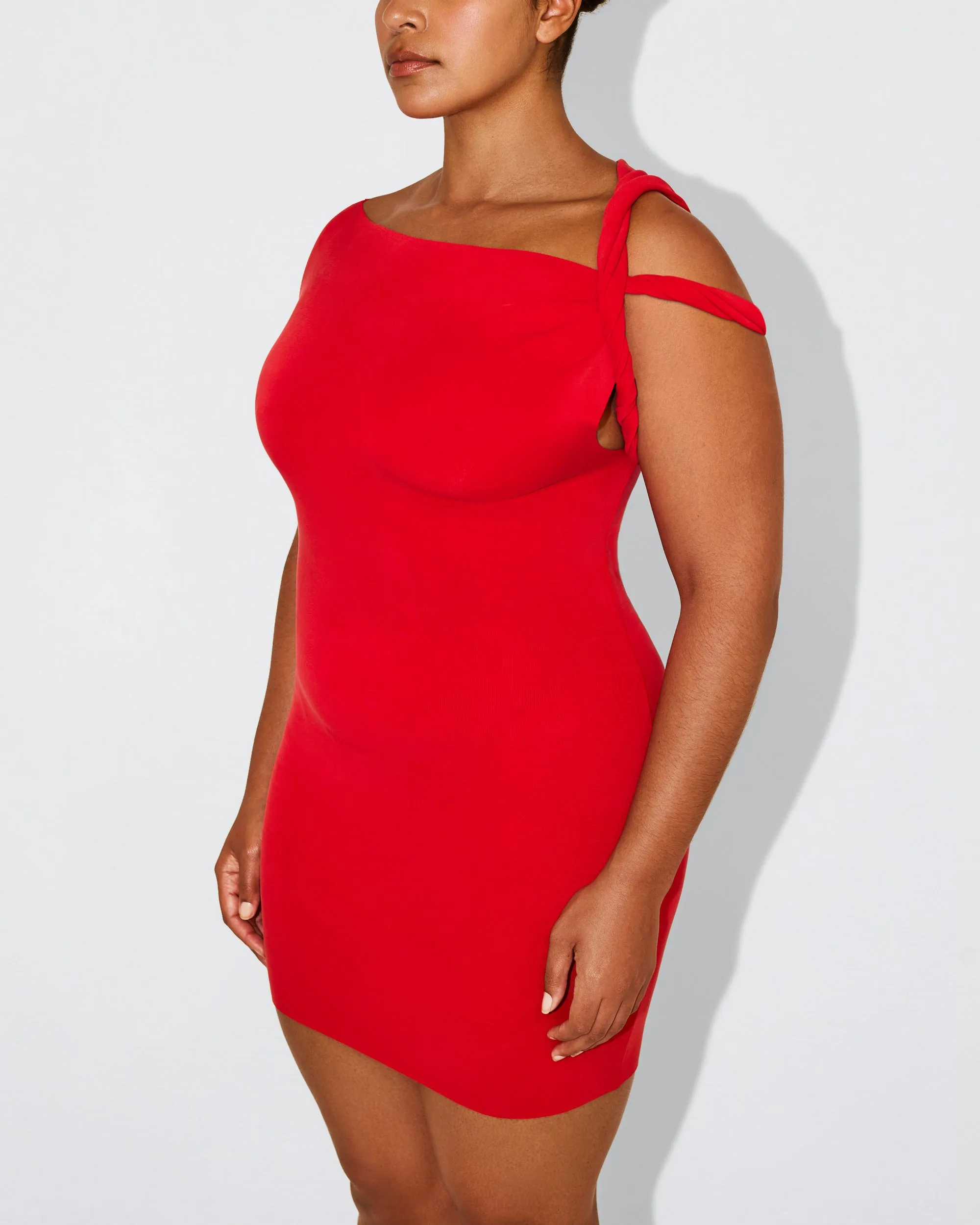 Sueded Stretch Twist Mini Dress | Tomato