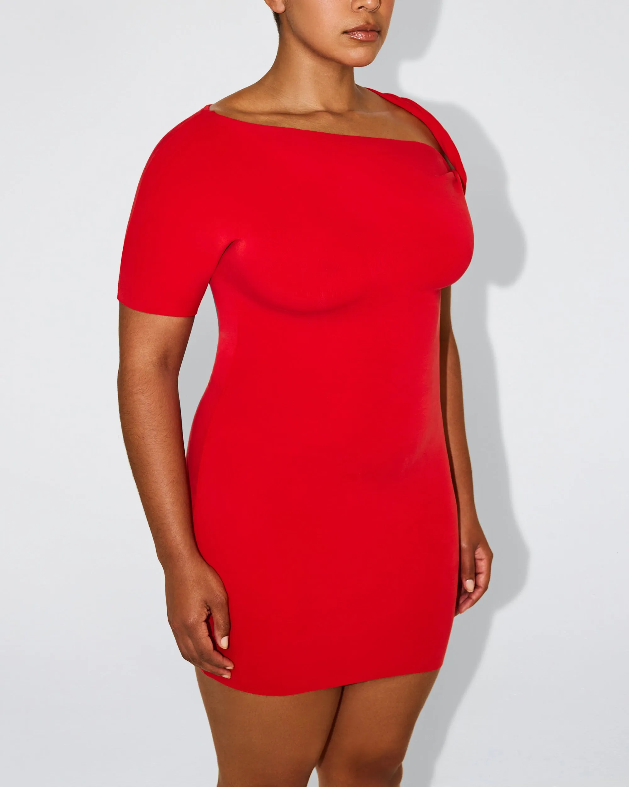 Sueded Stretch Twist Mini Dress | Tomato