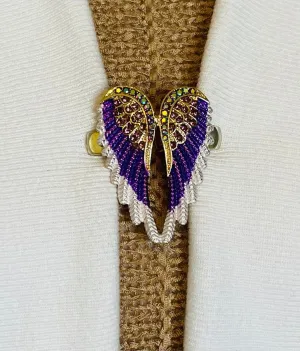 Sweater Clips Angel Wings Sweater Clip Purple Rhinestone Clips Cardigan Scarf Clips Shawl Clasps Gift Gifts for Her by Fabulici