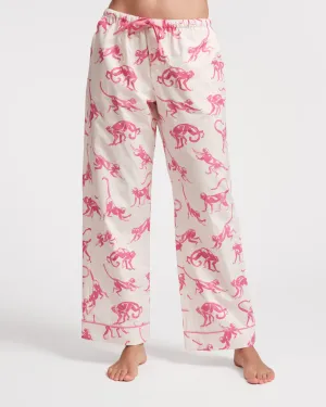 Teddy Pajama Pant Pink Monkey