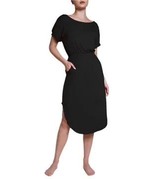 TEEK - BLACK PUFF SLEEVE TULIP SHAPE DRESS