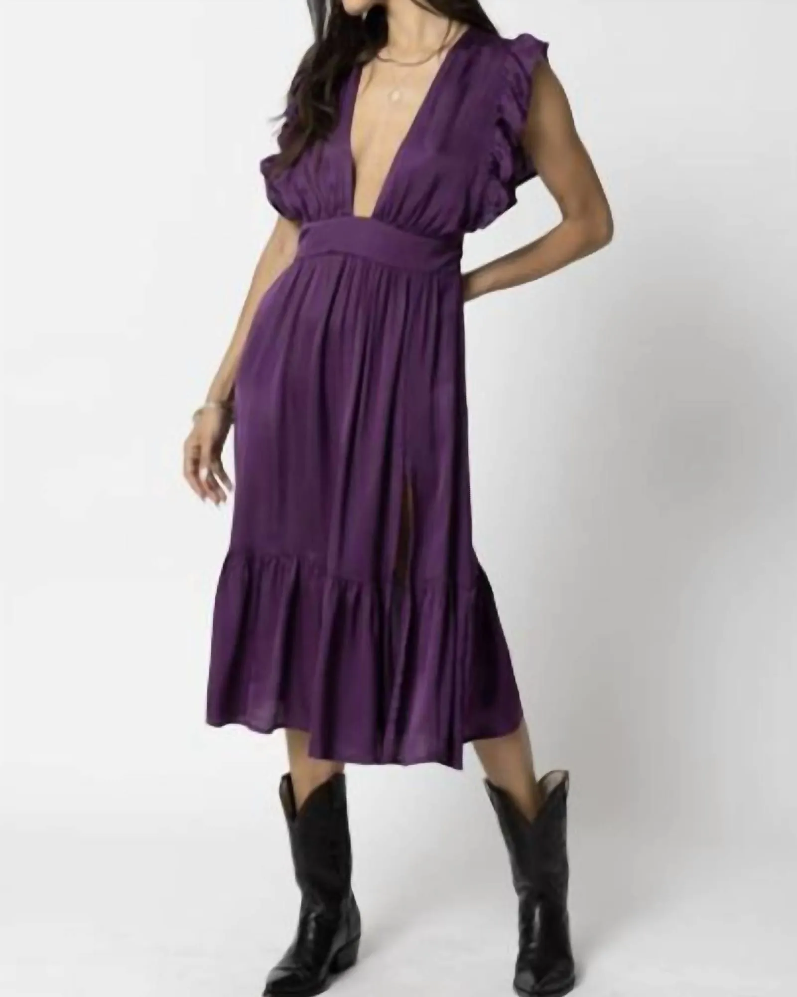 The Jessie Midi Dress In Deep Purple | Deep Purple