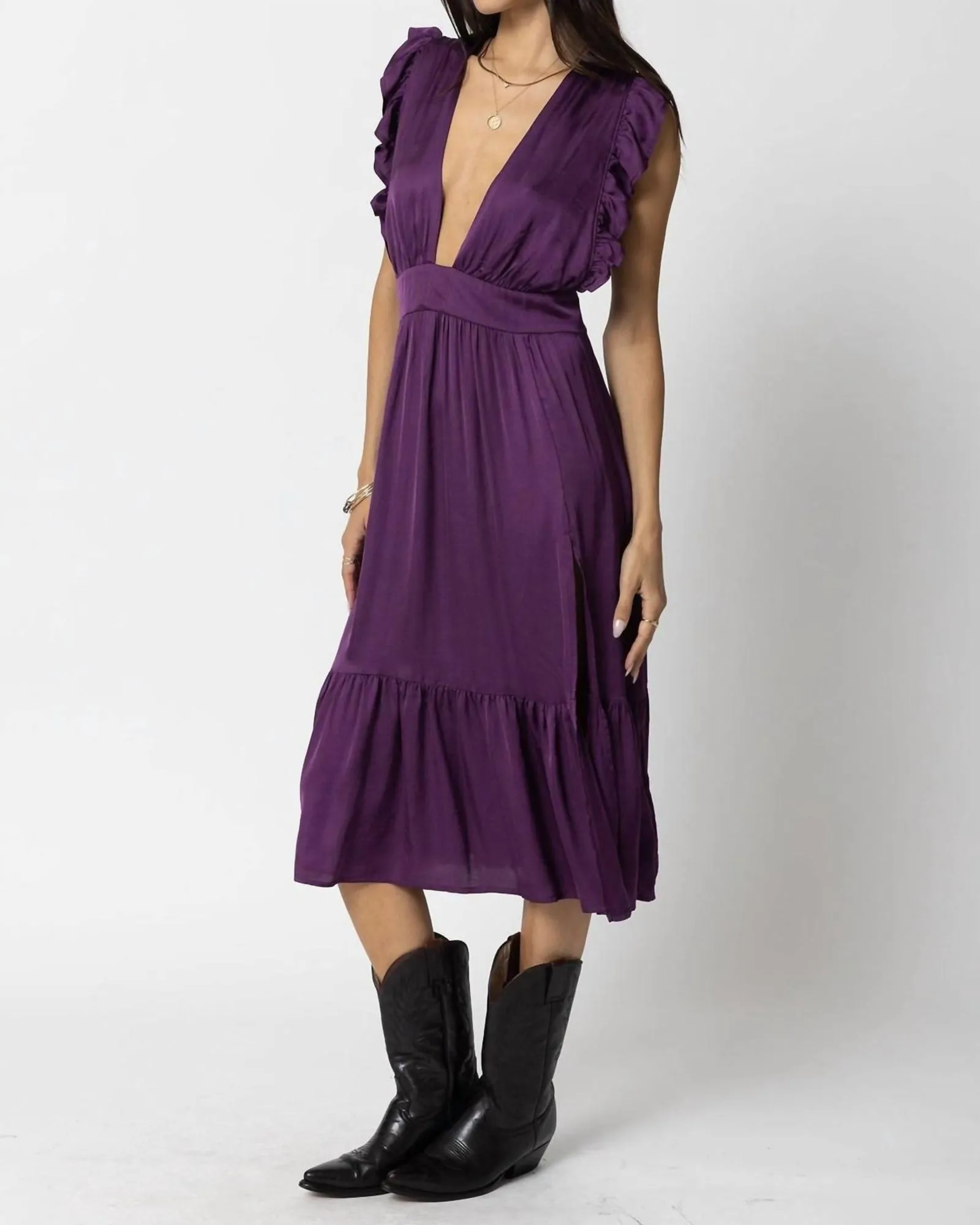 The Jessie Midi Dress In Deep Purple | Deep Purple