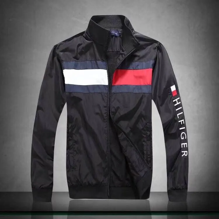 Tommy Hilfiger Split Red And White Design Black Jacket Tracksuit