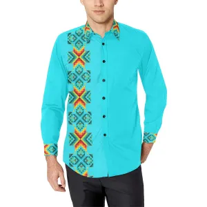 Turquoise Blanket Strip Dress Shirt