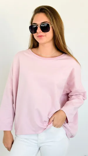 Upscale Comfort Italian Pullover- Blush