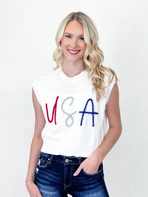 USA Sparkly Tinsel Sweater