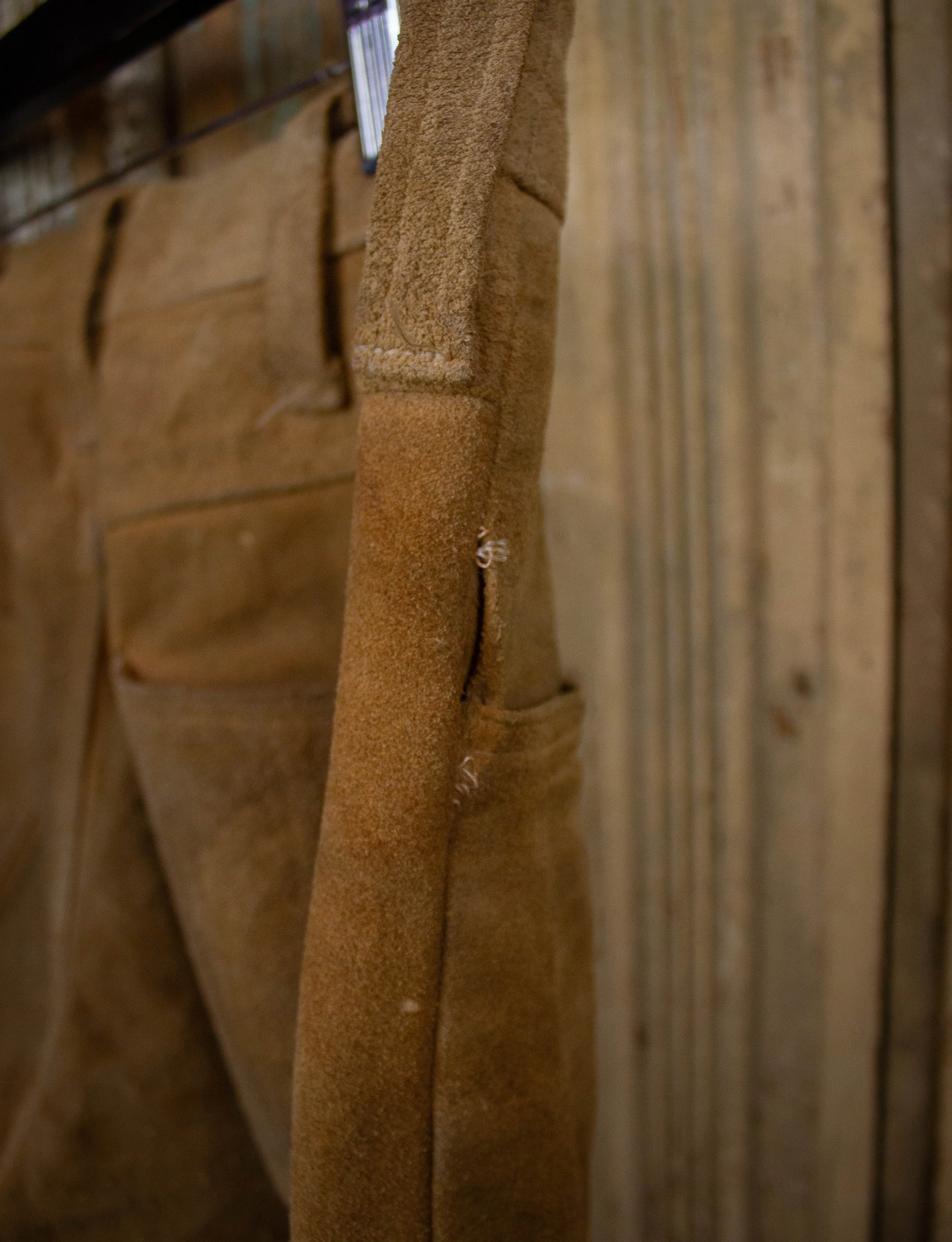 Vintage Suede Bell Bottom Pants with Harley Davidson Patch 70s Light Brown 30x31