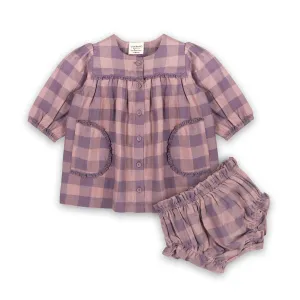 Viverano Organics Lace Gingham Baby Dress & Bloomer Set