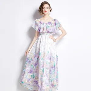 Women's Fairy Style Off-Shoulder Floral Dress