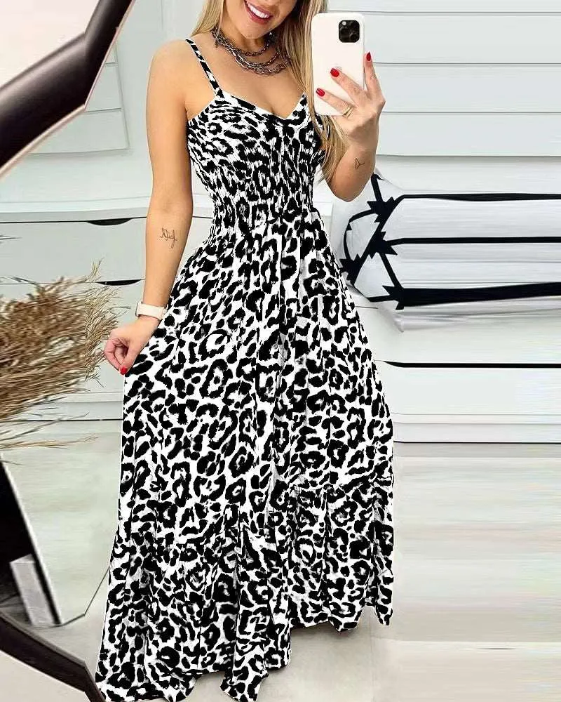 Women's Simple Casual V-neck High Waist Long Dress