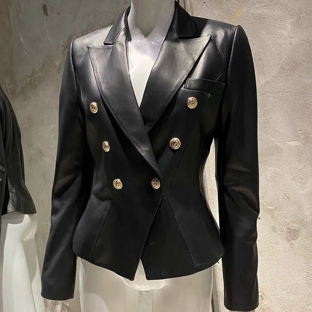 Women's Suede Leather Blazer