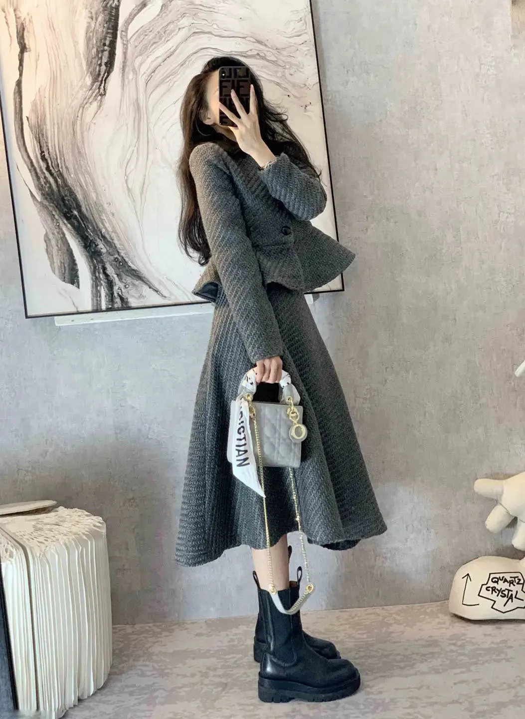 Women's Woolen Small Fragrance Suit Dress