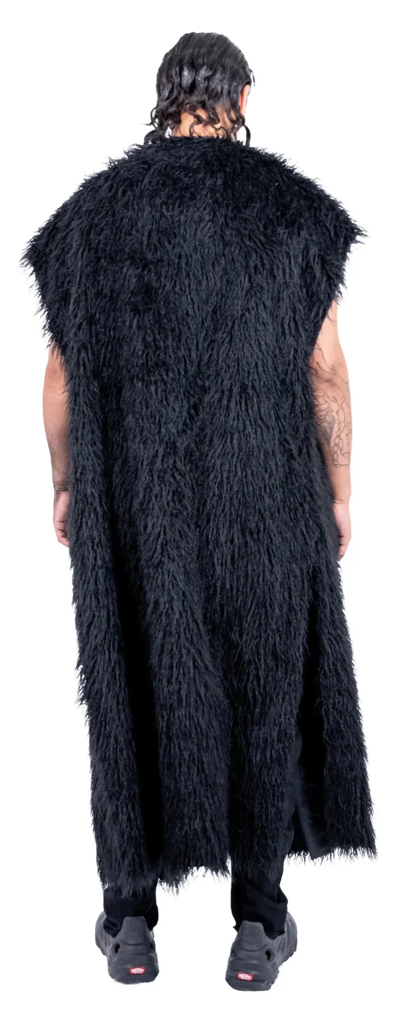 ZHANNAONA - "AGUSTIN" Mongolian Faux Fur Reversible Coat in Black