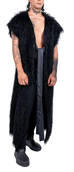 ZHANNAONA - "AGUSTIN" Mongolian Faux Fur Reversible Coat in Black